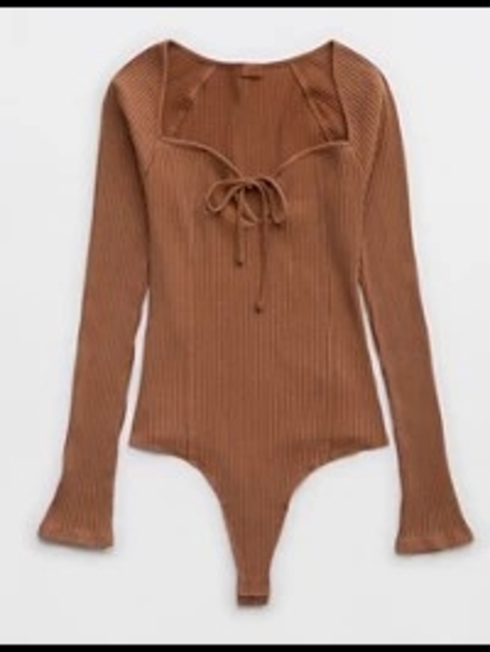 Aerie Long Sleeve Tie Front Bodysuit